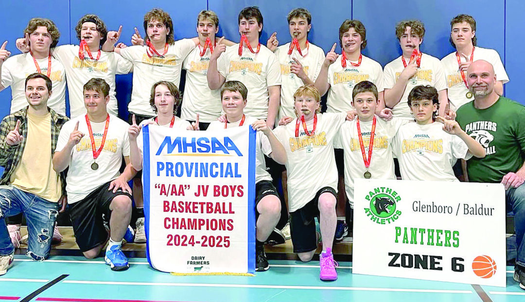 Glenboro JV Panthers Boys take homeA/AA Basketball provincial banner