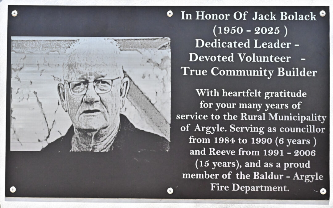 Baldur-Argyle Fire Department host barbecue and dedication to Jack Bolack